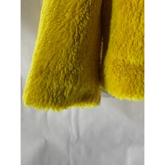 TOPSHOP Women’s Yellow Button-Up Oversized Teddy Jacket SZ 8 - Picture 6 of 11